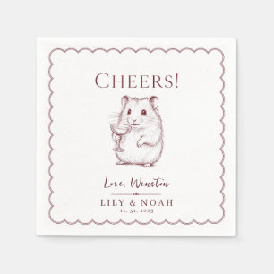 Custom Hamster Wedding Keepsake Sketch Vintage Napkin