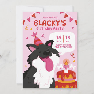 Custom Hand-Drawn Dog Birthday Invitation - Person