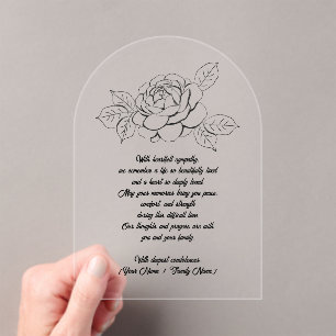 Custom Hand Drawn Flower Sympathy Acrylic Card Invitations