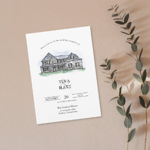 Custom Hand Drawn Illustration Wedding Invitation