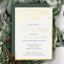 Custom Hand Drawn Pine Business Holiday Party Gold