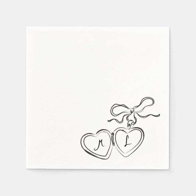 Custom Hand Drawn Wedding Napkins Classy (Front)