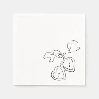 Custom Hand Drawn Wedding Sketch Cocktail Napkins 