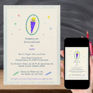 Custom Hand-Painted School Cone First Day of Schoo Invitation
