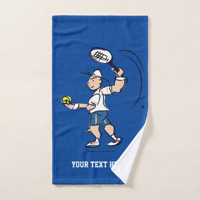 Custom hand towel gift with tennis player cartoon (Hand Towel)