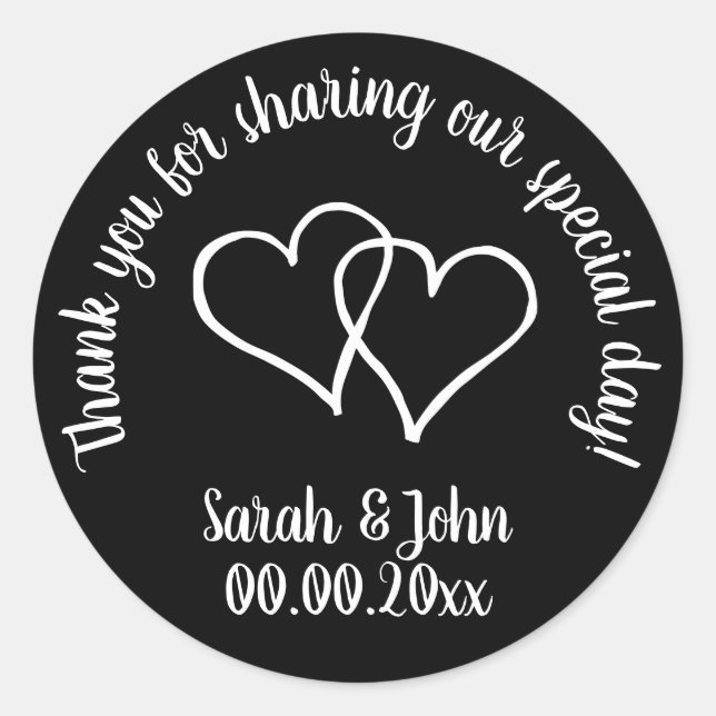 Custom handlettered wedding thank you stickers (Front)
