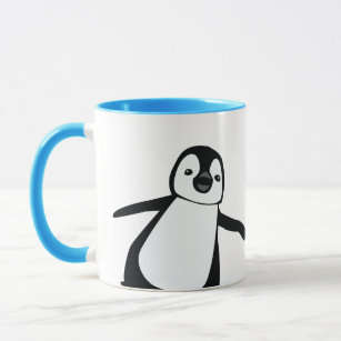 Custom handlettering Name Cute Peeking Penguin Mug