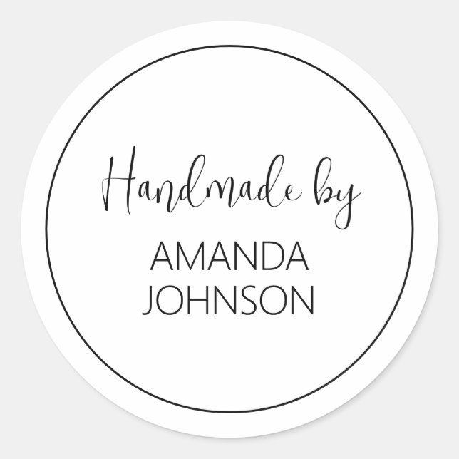 Custom Handmade By Classic Round Sticker (Front)