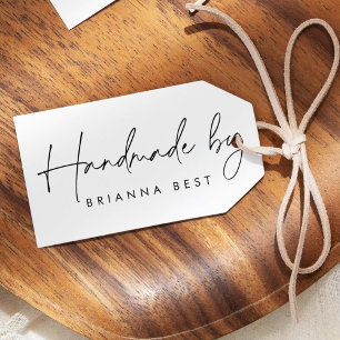 Custom "Handmade by" Modern Minimalist Calligraphy Rubber Stamp