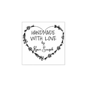 Custom Handmade With Love Rubber Stamp