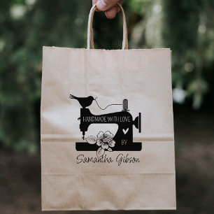 Custom Handmade With Love, Sewing Business, Large Rubber Stamp