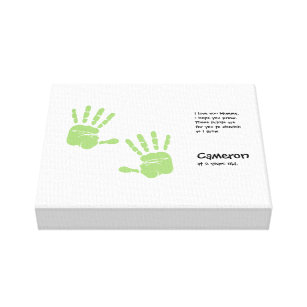 Custom handprint art from child with name, poem canvas print