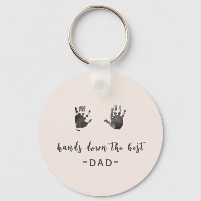Custom Handprints Best Dad Key Ring (Front)