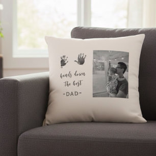 Custom Handprints Best Dad Photo Cushion