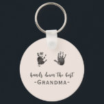 Custom Handprints Best Grandma  Key Ring<br><div class="desc">A sweet keepsake keychain for the best grandma. To add handprints, take a photo of your child’s handprints and upload the photo to your computer. Use a background remover such as the website remove.bg or canva to remove the background. Upload your photo to Zazzle. Please message me if you have...</div>