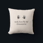 Custom Handprints Best Grandpa Cushion<br><div class="desc">A sweet keepsake pillow for the best grandpa. To add handprints, take a photo of your child’s handprints and upload the photo to your computer. Use a background remover such as the website remove.bg or canva to remove the background. Upload your photo to Zazzle. Please message me if you have...</div>