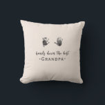 Custom Handprints Best Grandpa Cushion<br><div class="desc">A sweet keepsake pillow for the best grandpa. To add handprints, take a photo of your child’s handprints and upload the photo to your computer. Use a background remover such as the website remove.bg or canva to remove the background. Upload your photo to Zazzle. Please message me if you have...</div>