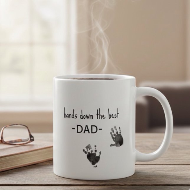 Custom Handprints Photo Best Dad Coffee Mug (Creator Uploaded)