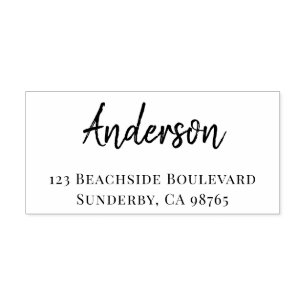 Custom Handwriting Brush Script Name And Address Rubber Stamp