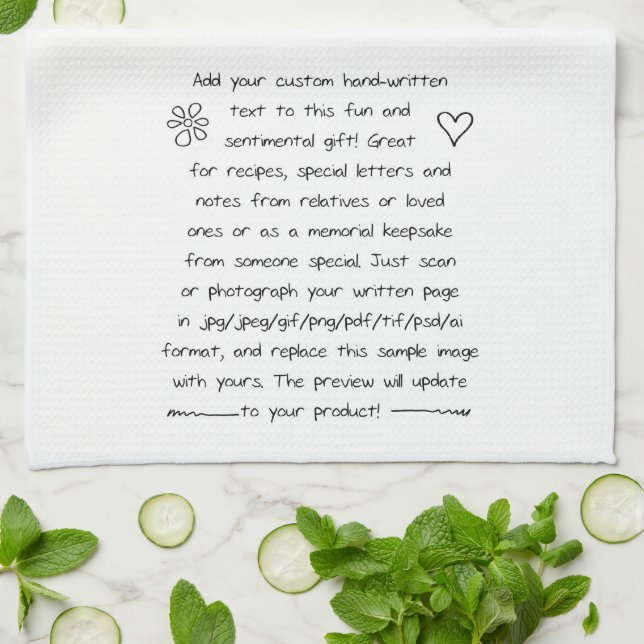 Custom Handwriting or Recipe Tea Towel (Folded)