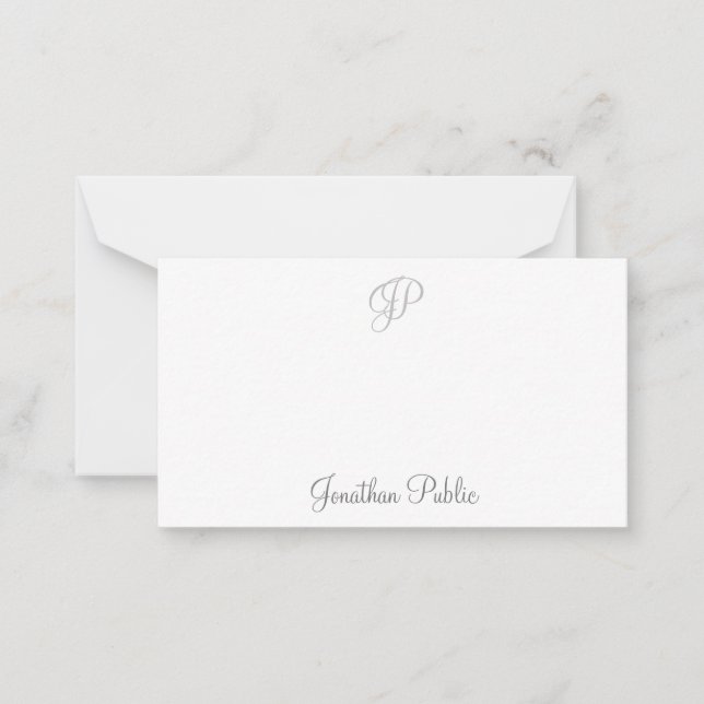 Custom Handwriting Script Monogrammed Simple Card (Front)