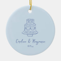 Custom Handwritten Cool Blue Doodle Wedding Cake
