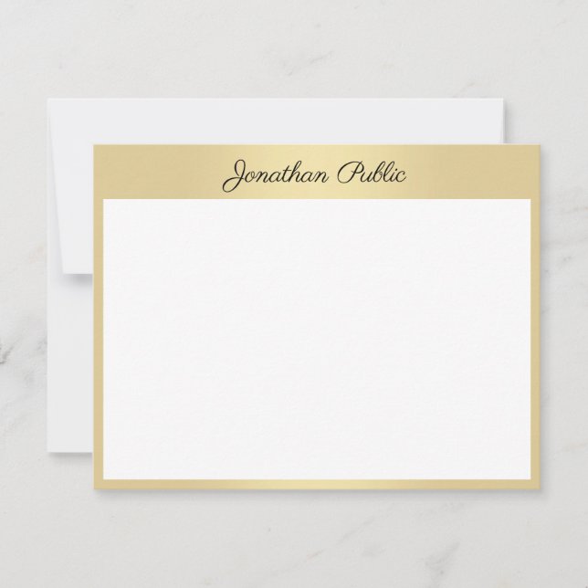 Custom Handwritten Gold Script Text Personalised Card (Front)