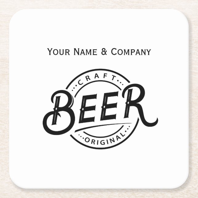 Custom Handwritten Logo Beer Paper Coaster (Front)