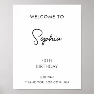 Custom Handwritten Script First Birthday Welcome  Poster