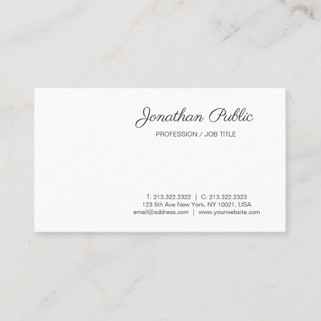 Custom Handwritten Script Modern Simple Template Business Card (Front)