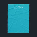 Custom Handwritten Text Names Small Azure Blue Fleece Blanket<br><div class="desc">Custom Trending Create Your Own Template Upload Image Photo Add Typography Script Name or Text Azure Blue & White Small Fleece Blanket. Home Décor / Throw,  High Quality Fleece & Sherpa Blankets Online Shop.</div>