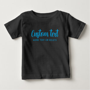 Custom Handwritten Text Pic Template Black & Blue Baby T-Shirt