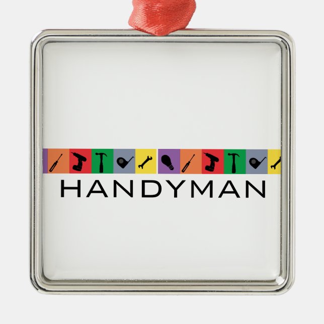 Custom Handyman Coloured Tools Metal Tree Decoration (Front)
