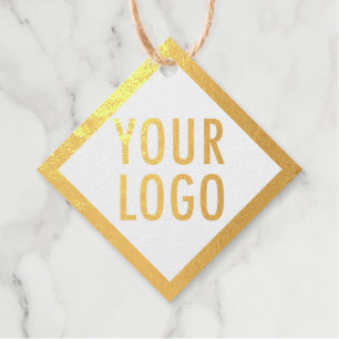 Custom Hang Tags Gold Foil Logo Diamond Shaped 2"