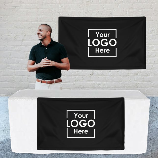 Custom Hanging Banner Sign Business Logo Black (Custom Hanging Banner Sign Business Logo Black)