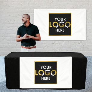 Custom Hanging Banner Sign Business Logo White