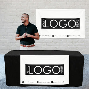 Custom Hanging Banner Sign Logo Social Media Icons