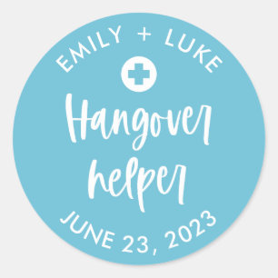 Custom Hangover Helper Wedding Recovery Kit Classic Round Sticker
