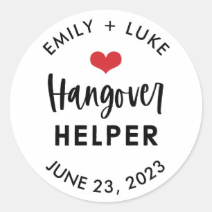 Custom Hangover Helper Wedding Recovery Kit Classic Round Sticker