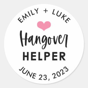 Custom Hangover Helper Wedding Recovery Kit Classic Round Sticker