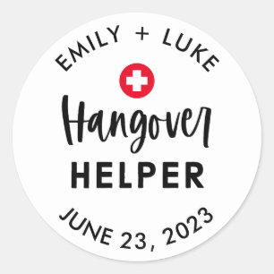 Custom Hangover Helper Wedding Recovery Kit Classic Round Sticker