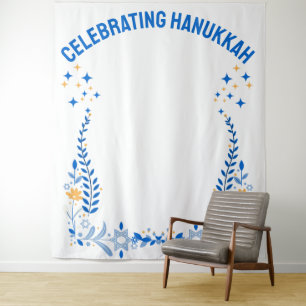 Custom HANUKKAH FAMILY REUNION Photo Backdrop Tapestry