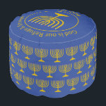 Custom HANUKKAH Menorah Photo Pouf<br><div class="desc">Custom HANUKKAH Menorah Photo pouf suitable for relaxed Hanukkah decor. Stylish MENORAH pouf, outlined with faux gold menorah in a tiled pattern. On the top there is a CUSTOMIZABLE PHOTO, which you can replace with your own choice, eg. family photo, special occasion, etc (it will appear as a square photo)....</div>