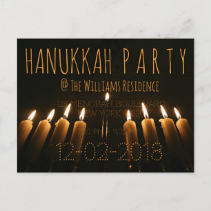 Custom Hanukkah Party Invitation Menorah Candle Postcard