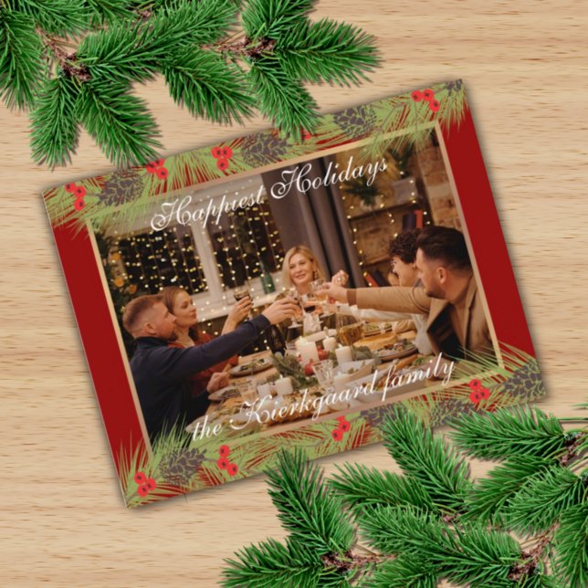 Custom Happiest Holidays Holiday Season Postcard (Creator Uploaded)