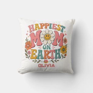 custom happiest mum on earth mother day gift retro cushion