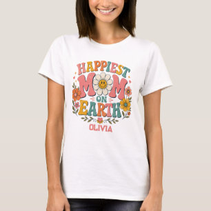 custom happiest mum on earth mother day gift retro T-Shirt