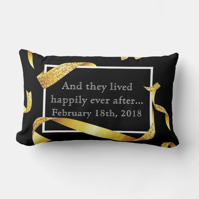 Custom Happily Ever After Wedding Gift Keepsake Lumbar Cushion (Front)