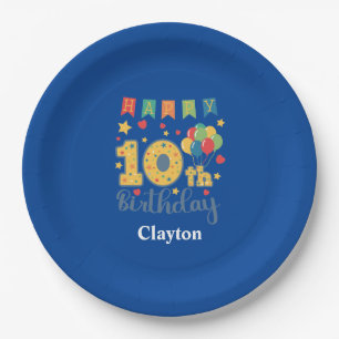Custom Happy 10th Birthday Party Paper Plate