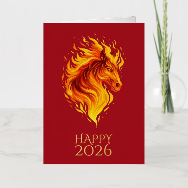 Custom Happy 2026 Folded Foil Greeting Card (Front)